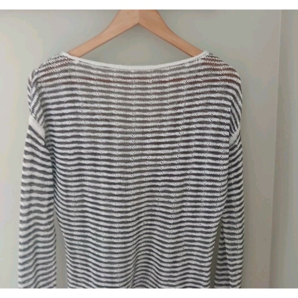 Duffy Linen Blend Striped Scoop Neck Tunic Sweater - Picture 7 of 10